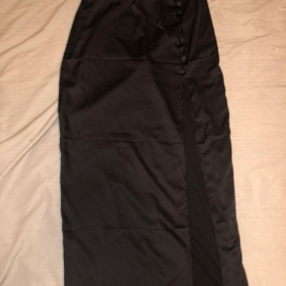 black maxi skirt with slit